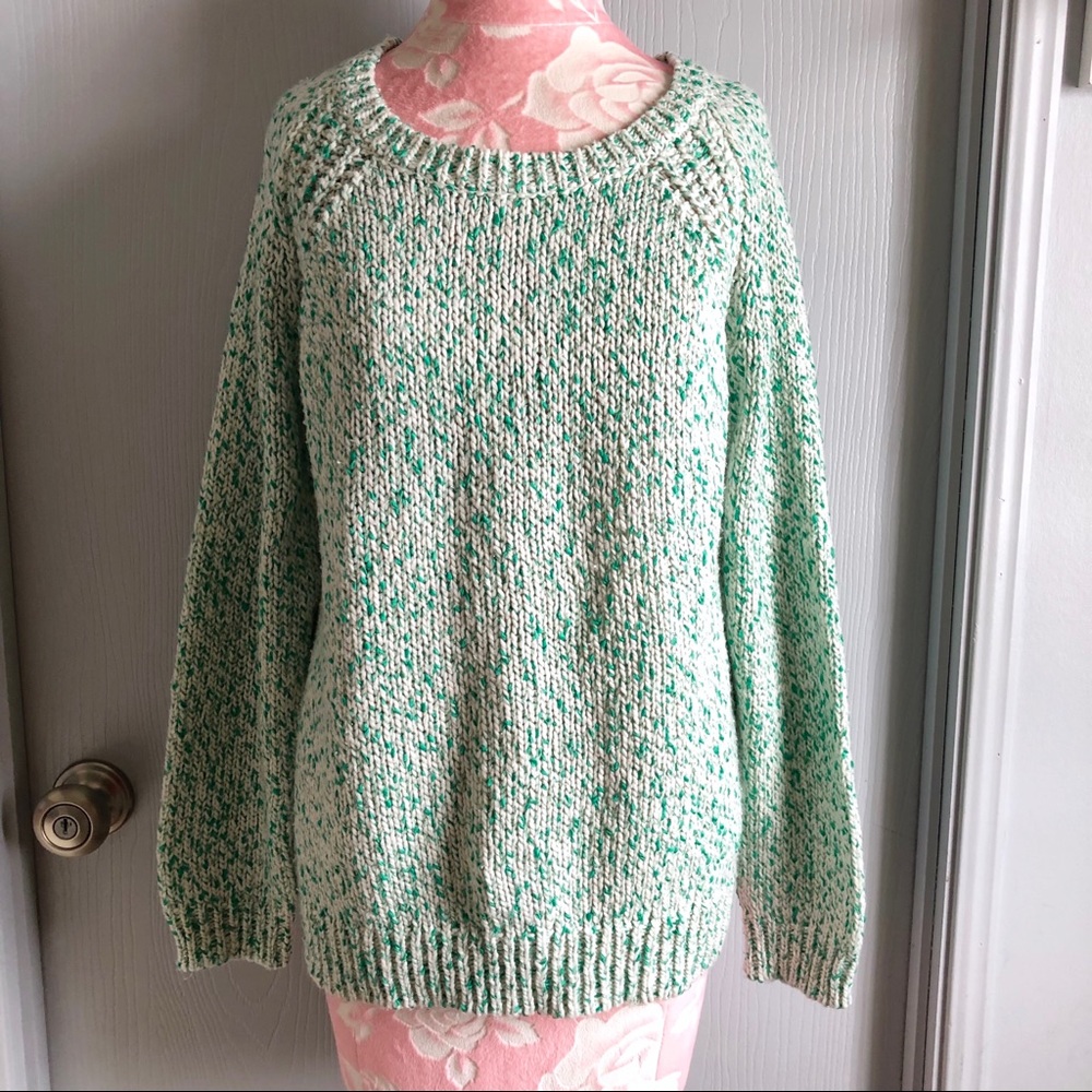 St. John’s Bay Green and White Sweater, Sz XL